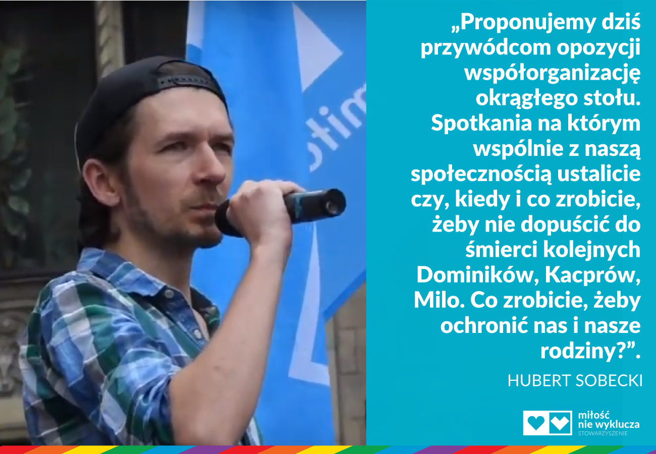 “Proponujemy dziś Wam współorganizację okrągłego stołu. Co zrobicie, żeby nie dopuścić do śmierci kolejnych Dominików, Kacprów, Milo?”